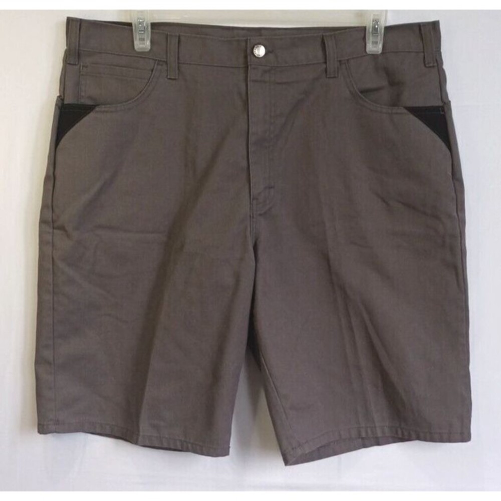 Dickies Mens Chino Shorts Grey Size 40 Flat Front Accented Pockets